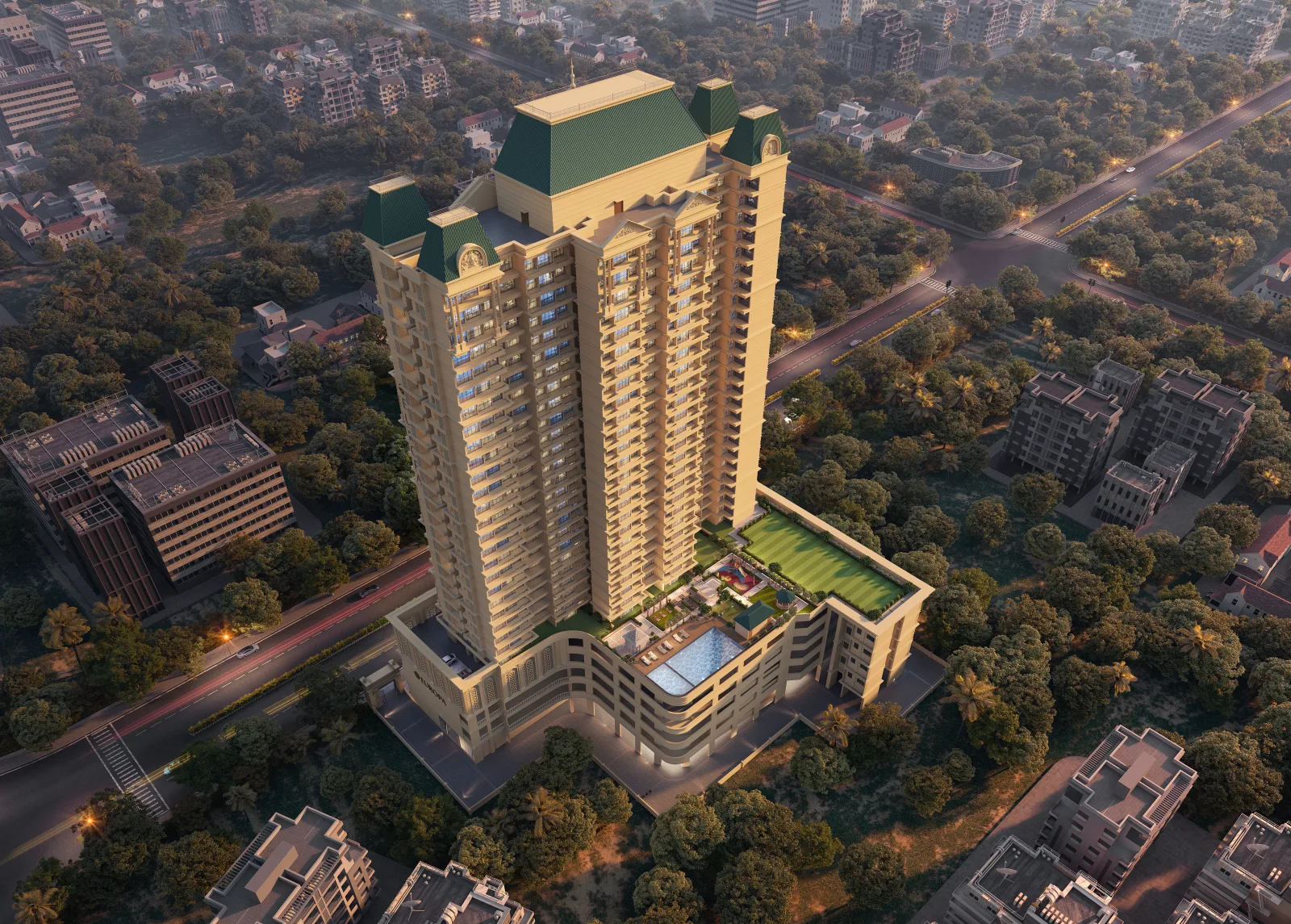 Vikas Ritz Kalyan West evening aerial view, Khadakpada