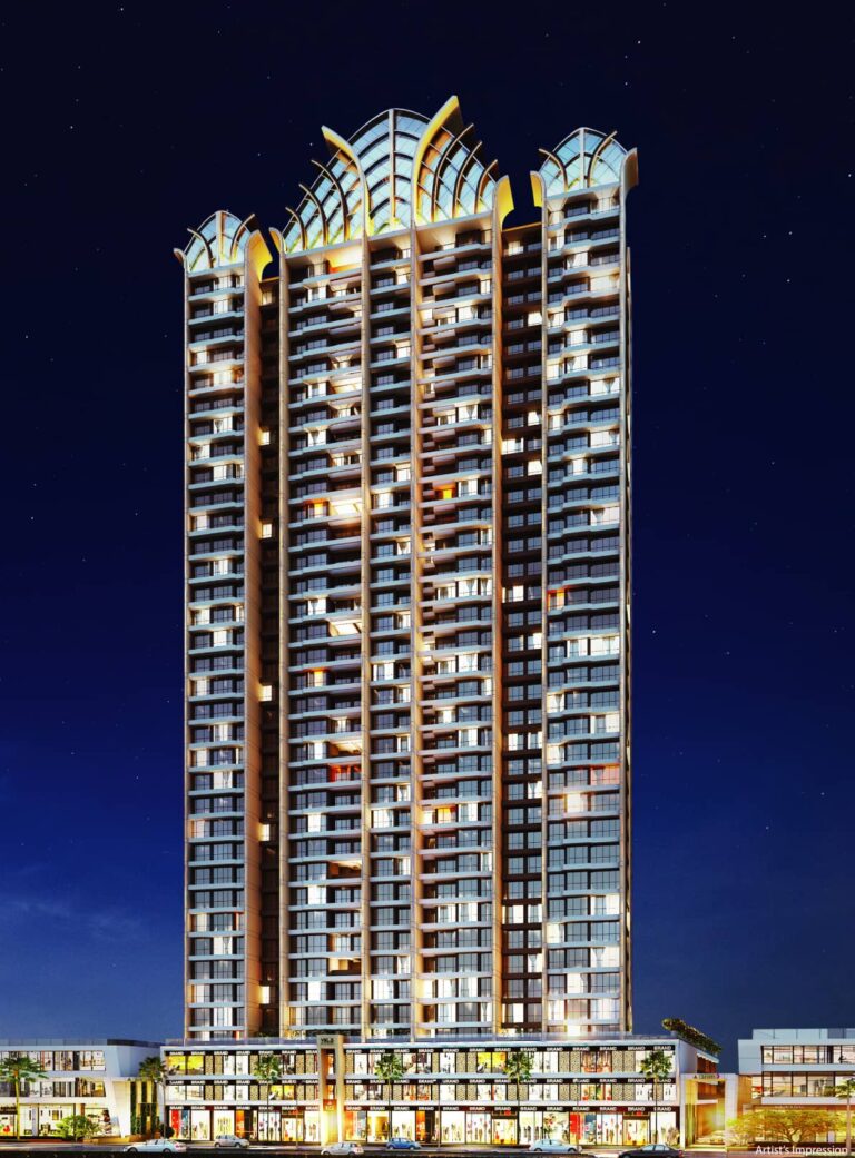 Vikas Ritz Kalyan West Flats in Khadakpada Modern Architecture and Illumination Evening Drone Render